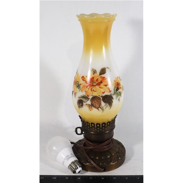 VINTAGE MILK GLASS HURRICANE LAMP TALL