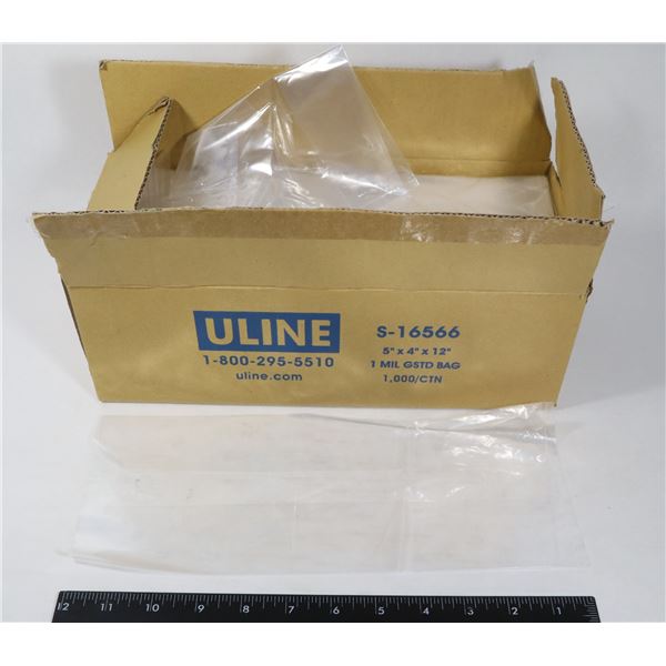 BOX ULINE NEW PLASTIC BAGS APPROX 1000