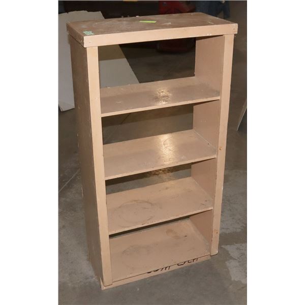WOOD BOOKCASE/ SHELF, PAINT IN ROUGH SHAPE