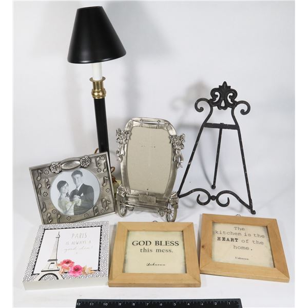 BUNDLE OF HOME DECOR INCLUDING LAMP,