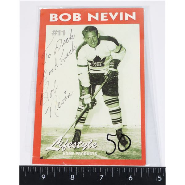 SIGNED PHOTO OF TORONTO MAPLE LEAF BOB NEVIN
