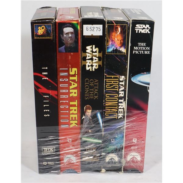 X5 VHS TAPES INCLUDES STAR WARS AND STAR TREK