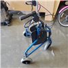 Image 3 : BLUE FOLDING WALKER AND HUGO WALKING CANE