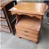 Image 2 : MAPLE NIGHT STAND AND WICKER 3 DRAWER STORAGE UNIT