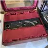 Image 2 : 2 BRAND NEW WINE GIFT BOXES - 2 BOTTLE WINE BOX W/ CORKSCREW, 3 BOTTLE STOPPERS, THERMOMETER, POURER