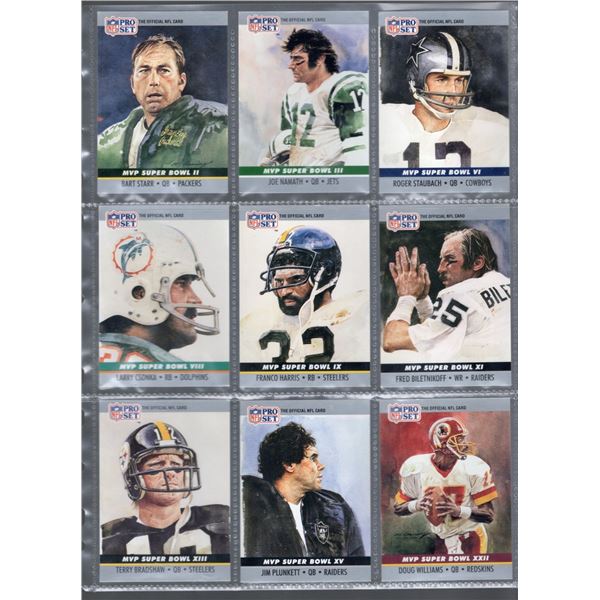 Lot of 9 1990 Pro Set MVP Super Bowl Cards