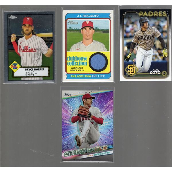 Lot of 4 Current MLB Players, J.T. Realmuto Game-Used Patch and 3 other Stars