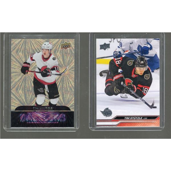 Tim Stutzle 2021 Upper Deck Dazzlers #DZ-131 & 2023-2024 Upper Deck Series 2 Card #374