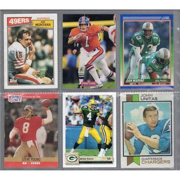 6 All-Time great quarterbacks: Johnny Unitas, Joe Montana, Dan Marino, John Elway, Steve Young, & Br