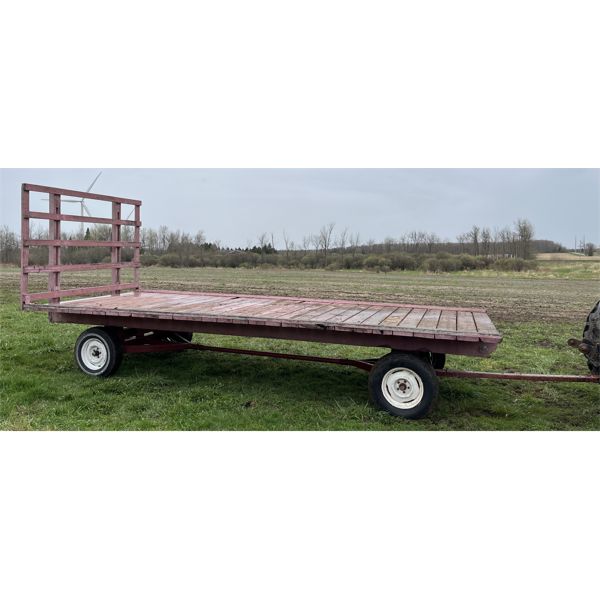 FLAT DECK HAY WAGON - APPROX 18 FEET