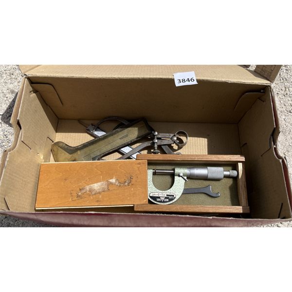 LOT OF 7 - MEASUREMENT INSTRUMENTS - INCL MOORE & WRIGHT PROTRACTOR, ETC. 