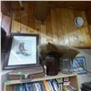 Image 1 : Contents On Shelf and Walls | Signed Cross Stitch Eagle Picture | Muskrat Pelt | +