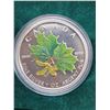 Image 2 : 2002 1 Ounce Silver Coloured Maple Leaf 0.999 Fine Silver | No GST