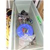 Image 4 : Random Lot of Good Goodies | Tool Belt | Tote of Extension Cords & Tools  +++