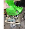 Image 1 : Wooden Tote and Bag with Contents | Rachets, Tools, Chains +