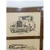 Image 2 : Framed 6 Antique Cars 5" x 8" Each | Pen or Pencil Sketch