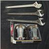 Image 1 : Qty 3 Proto Adjustable Wrenches, Steel, 24"Qty 1 QEP Grout Removal Tool, & CLC Gel Kneepads