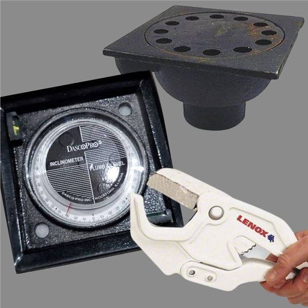 Lenox Pipe Cutter, Plastic, PVC,  Qty 2 Vaughan Inclinometer 0-90 Deg, Bell Trap,2 In Pipe Dia