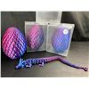 Image 2 : Lot of 3 3D-Printed Dragon Egg Toys with 8in Sensory Fidget Dragon Toy Inside