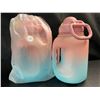 Image 1 : Lot of 2 Sports Water Bottles w/ Handle - 54oz - Pink/Blue Gradient Design - Brand New
