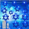 Image 1 : Lot of 4 Packs of Hanukkah Star Twinkle String Lights - 10FT Length Each - Battery Operated