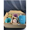 Image 1 : Lot of 1 Box of 6 Porcelain Colorful Mugs - Brand New