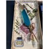 Image 2 : Lot of 2 Writing Tool Sets; 1X Feather Dip Pen Set & 1X Calligraphy Pen Set - Brand New