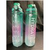 Image 1 : Lot of 2 Motivational Style 32oz Time-Marked Water Bottles - Gradient Design - Brand New!