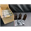 Image 1 : Lot of 1 Box of Amber Glass Bottles with Caps - 18 Bottles In Box - Brand New!