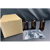 Image 3 : Lot of 1 Box of Amber Glass Bottles with Caps - 18 Bottles In Box - Brand New!