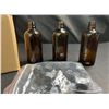 Image 2 : Lot of 1 Box of Amber Glass Bottles with Caps - 18 Bottles In Box - Brand New!