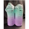 Image 1 : Lot of 2 Motivational Style Time-Marked Water Bottles - 2L Large Size; Gradient Design - Brand New!