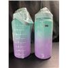 Image 1 : Lot of 2 Motivational Style Time-Marked Water Bottles - 2L Large Size; Gradient Design - Brand New!