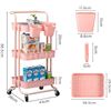 Image 2 : Lot of 1 Kandoka 3-Tier Rolling Utility Storage Cart - Pink - Brand New!