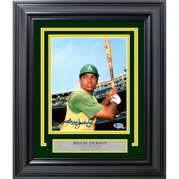 REGGIE JACKSON SIGNED AND CUSTOM FRAMED 8 X 10 (BECKETT COA)