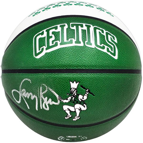 LARRY BIRD SIGNED BOSTON CELTICS LOGO BASKETBALL (BECKETT COA)