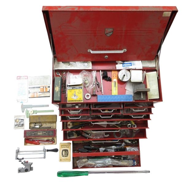 LARGE TOOL BOX WITH TOOLS ETC. LOT