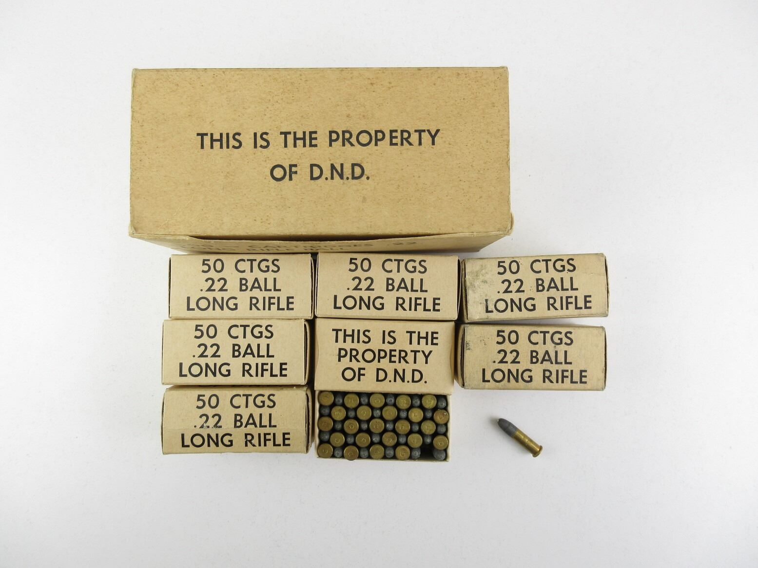 Candian Rifle Bullets Box CANADIAN MILITARY .22 BALL LONG RIFLE AMMO LOT