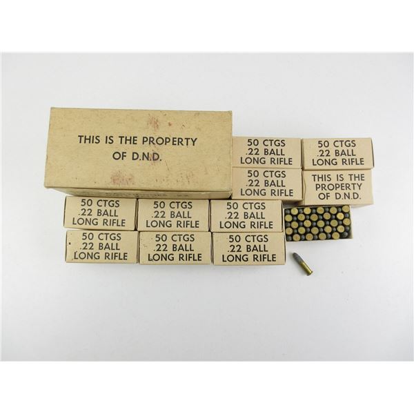 Candian Rifle Bullets Box CANADIAN MILITARY .22 BALL LONG RIFLE AMMO LOT