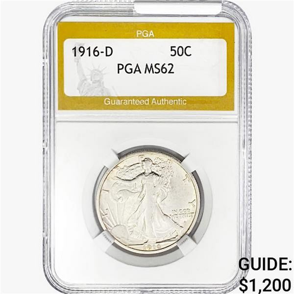 1916-D Walking Liberty Half Dollar PGA MS62