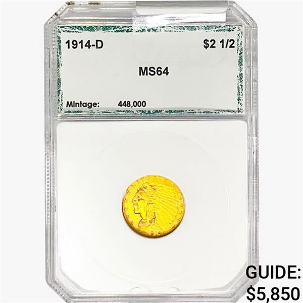 1914-D $2.50 Gold Quarter Eagle PCI MS64