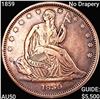 Image 1 : 1859 No Drapery Seated Liberty Half Dollar CLOSELY