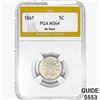 Image 1 : 1867 Shield Nickel PGA MS64 No Rays