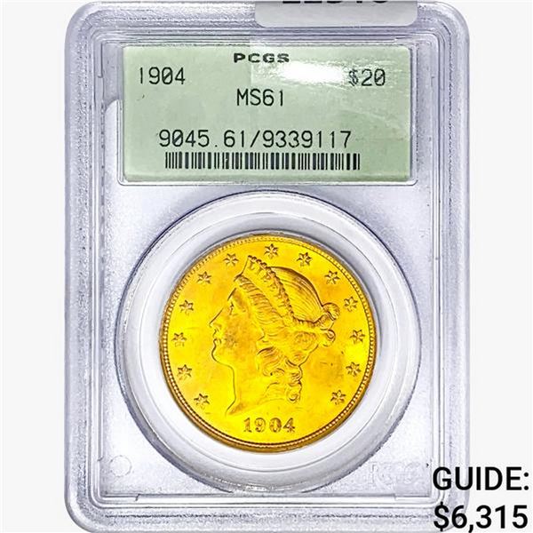 1904 $20 Gold Double Eagle PCGS MS61