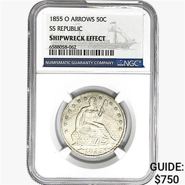 1855-O Seated Lib. 50C NGC Shipwreck Effect SS REP