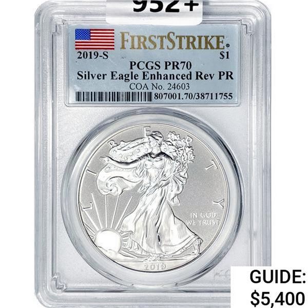 2019-S American 1oz Silver Eagle PCGS PR70 Enhn Re