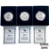 Image 1 : 2013 US 1oz Silver Eagle UNC Coins [3 Coins]