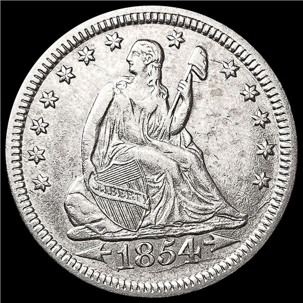 1854 Arws Seated Liberty Quarter CLOSELY UNCIRCULA