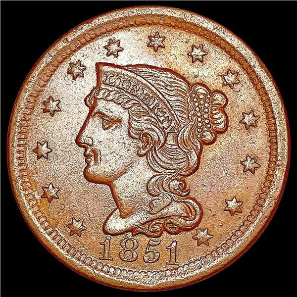 1851 Braided Hair Large Cent CLOSELY UNCIRCULATED