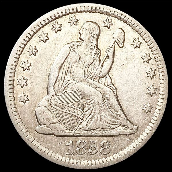 1858-O Seated Liberty Quarter NEARLY UNCIRCULATED